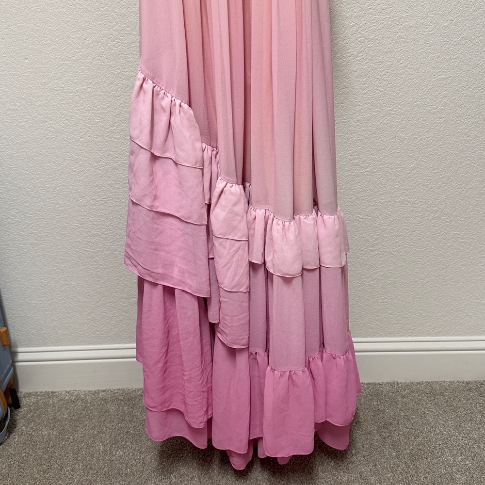 BHLDN Alivia V-Neck Ruffle Ombre Maxi Dress - Picture 7 of 9